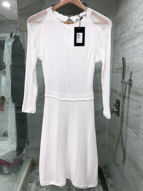 The KOOPLES $310 NWT Romantic Raglan Sleeve Mixed Knit Dress, Size M.